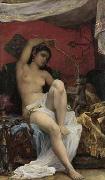 unknown artist Odalisque playing with a Monkey oil on canvas